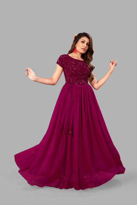 Aarya Ethnic Flared/A-line Gown(Purple)