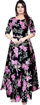 Jaipry Trends Flared/A-line Gown(Black)