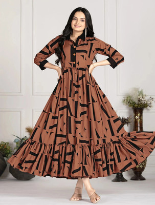 GoldQuine Anarkali Gown(Brown)
