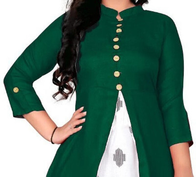 Talavadi Women Printed Flared Kurta(Green)