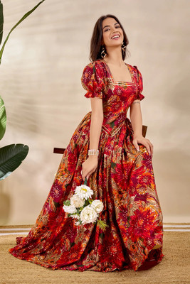 GoldQuine Anarkali Gown(Multicolor)