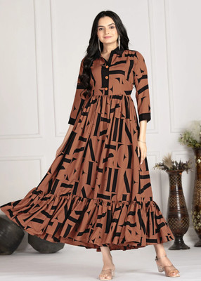 GoldQuine Anarkali Gown(Brown)