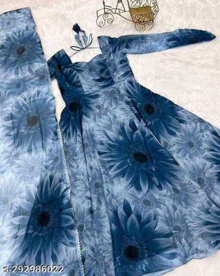 fentik.com Anarkali Gown(Dark Blue)