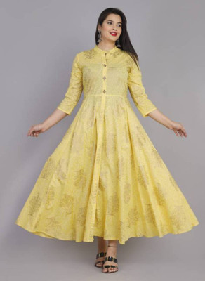 Shree Kripa Flared/A-line Gown(Yellow)