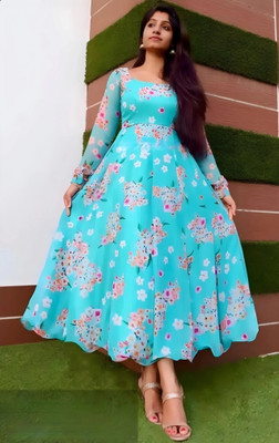JEESHA ENTERPRISE Anarkali Gown(Light Blue)