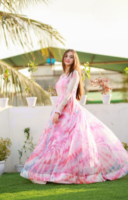 SSICREATIVE Anarkali Gown(Multicolor)