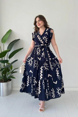 FabFinds Women A-line Multicolor Maxi/Full Length Dress
