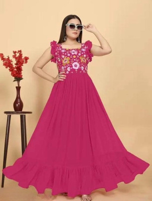 shiv creation Flared/A-line Gown(Purple)