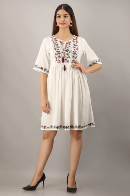 LAXMI CREATION Women A-line White Dress