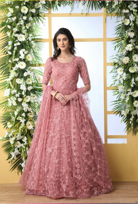 JANVI CREATION Anarkali Gown(Pink)