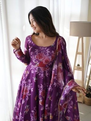 Heer Enterprise Anarkali Gown(Purple)