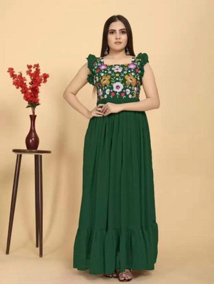 shiv creation Flared/A-line Gown(Purple)