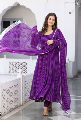 ADESHCREATIONN Anarkali Gown(Purple)