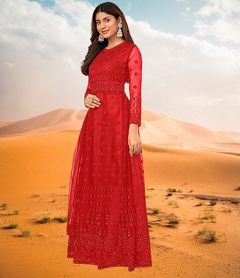 BeautyPie Net/Lace Embroidered Gown/Anarkali Kurta & Bottom Material