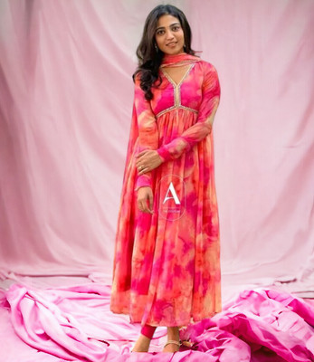 MAHIBHAG CREATION Flared/A-line Gown(Pink)