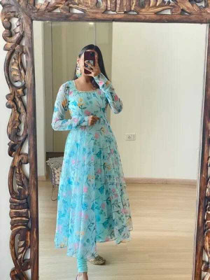 REVA ENTERPRISE Anarkali Gown(Light Blue)