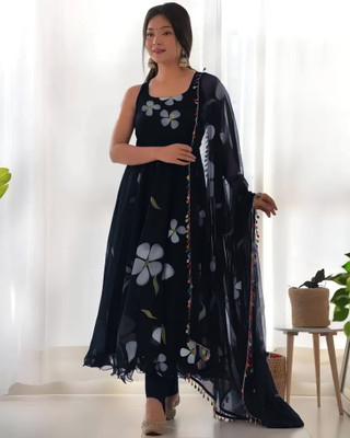 Ugaan Anarkali Gown(Black, White)