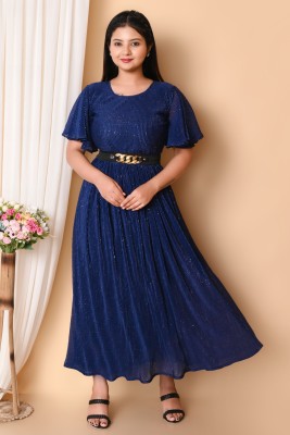 RJ FASHION Anarkali Gown(Blue)