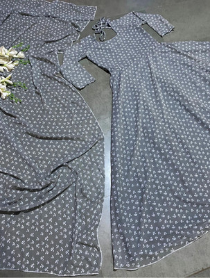 JS CREATIVE Anarkali Gown(Grey)