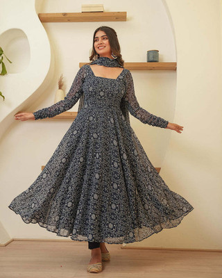 PARV ENTERPRISE Anarkali Gown(Black)
