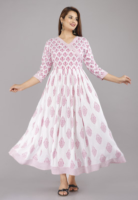 FABFOZY Flared/A-line Gown(White)