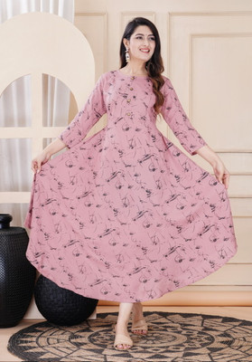 Kuber taxtile Flared/A-line Gown(Purple)