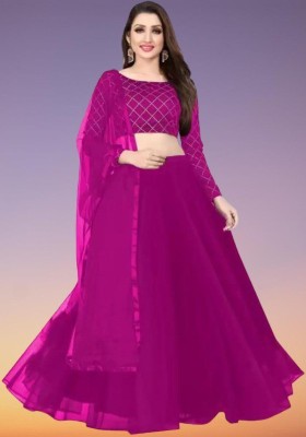 Divastri Embroidered Semi Stitched Lehenga Choli(Purple)