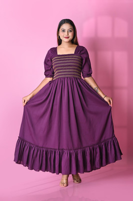 RJ FASHION Anarkali Gown(Purple)