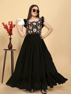shiv creation Flared/A-line Gown(Purple)