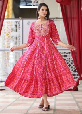 Sanwariya Export Women Embroidered Anarkali Kurta(Pink)