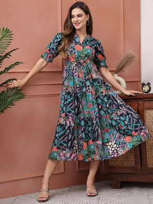 FABFIND Flared/A-line Gown(Multicolor)