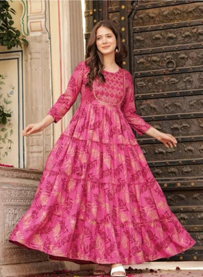 SACCHE DHAAGE Flared/A-line Gown(Pink)