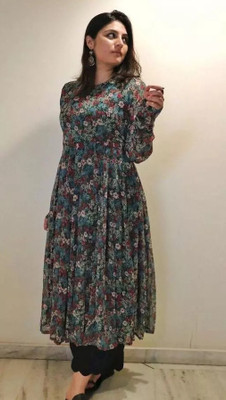 HouseOfCommon Women Fit and Flare Multicolor Midi/Calf Length Dress