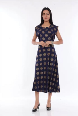 Kt Textile Flared/A-line Gown(Dark Blue)