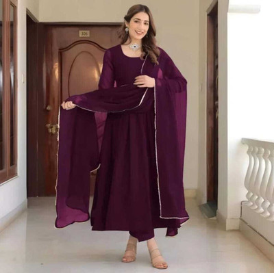 Heer Enterprise Anarkali Gown(Purple)