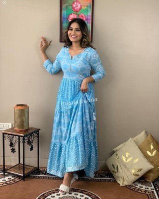 Sanwariya Export Women Embroidered Anarkali Kurta(Light Blue, White)