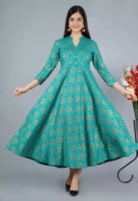 SRP IMPEX Women Printed Anarkali Kurta(Green)