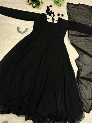 JS CREATIVE Anarkali Gown(Black)