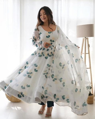 MAA FASHION HUB Anarkali Gown(White)