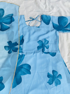 JS CREATIVE Anarkali Gown(Light Blue)