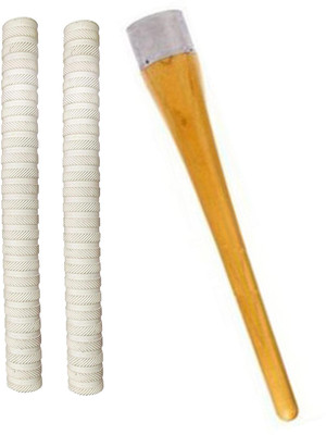 house of common Set of 2 Cricket Bat White Grip (VK) + One Wooden Grip Cone Gripper Chevron(Pack of 3)