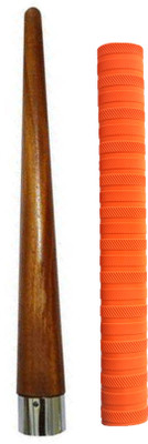 house of common Set of 1 Cricket Bat Orange Grip + One Wooden Cone Chevron(Pack of 2)