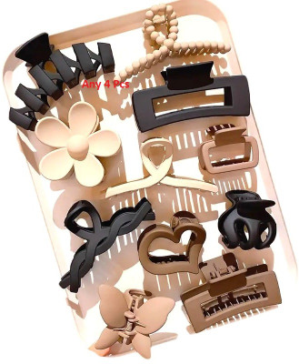 Alucia Hair Claw Clip Clutcher Accessories For Women And Girls 04Pcs Hair Claw(Multicolor)