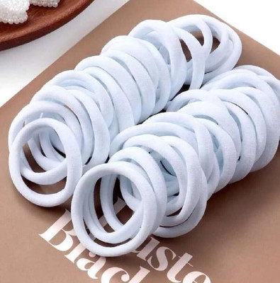 house of common Hitvik 30 White Elastic Ponytail Hair Rubber Band for Women, Girls and Kids Rubber Band(White)