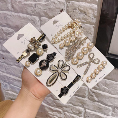 Trendy Club 11 Pieces Pearl Korean Style Hair Styling Hairpins For Girls Hair Clip(Black, White)