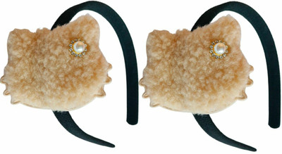 RosaStella Stylish Cat White Hair band Hair Accessories for Kids & Girls (Pack Of 2 Pcs) Hair Band(Beige, Black)