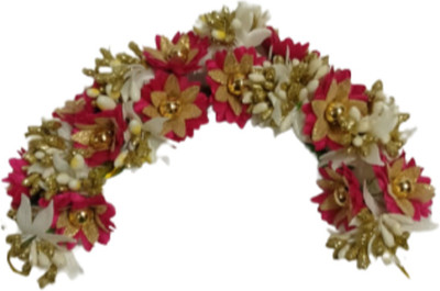 S Mark Grand Looking Bridal Fabric With Artificial Gajra (1PCS)(Multicolor) Hair Accessory Set(Multicolor)