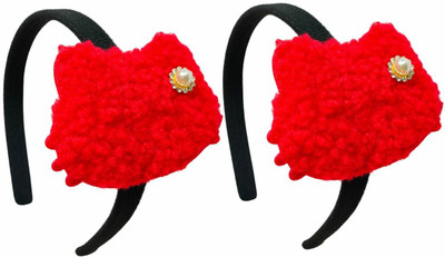 RosaStella Stylish Cat Red Hair band Hair Accessories for Kids & Girls (Pack Of 2 Pcs) Hair Band(Red, Black)