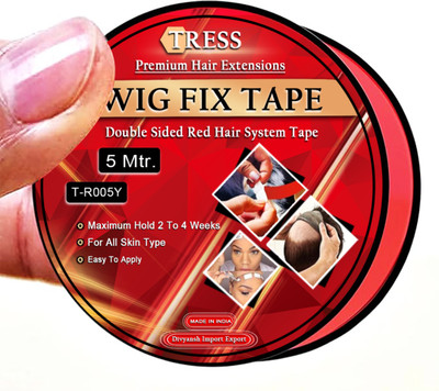 TRESS Red Transparent  Patch System Double Sidded Tape WaterProof-5 Meter (Pack-1) Hair Extension