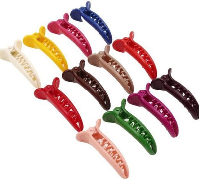 MEHAK CREATION Banana clips Thick Curved Matte Multi-color medium size Pack of 12 Banana Clip Hair Claw(Multicolor)